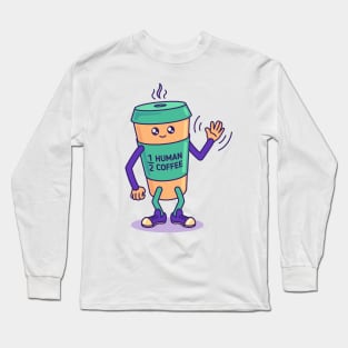 Half human, half coffee takeaway cup Long Sleeve T-Shirt